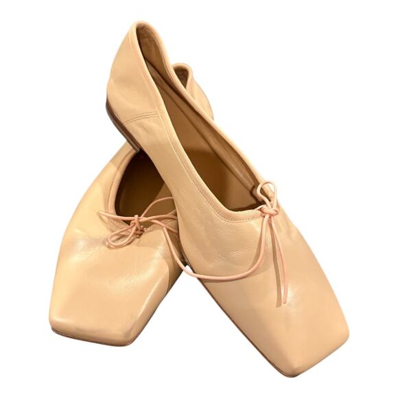 Mansur Gavriel Dream Bow Ballet Flats Ballerina Leather Square Toe Nude Sz 9 - Picture 6 of 10